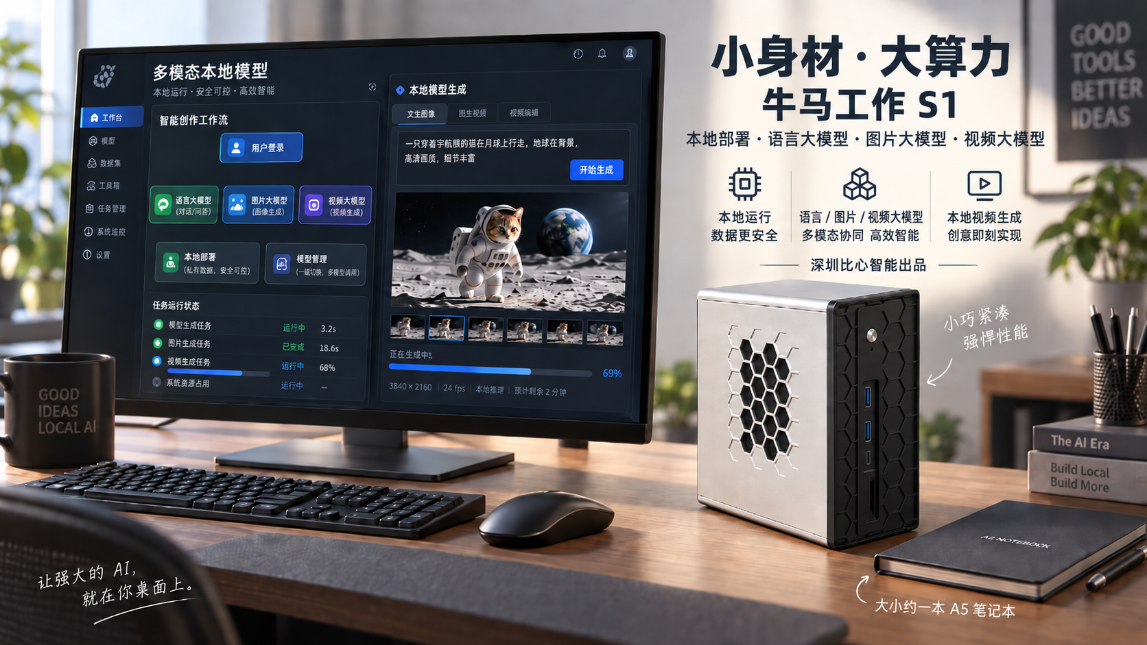 牛马工作 S1 桌面本地 AI 应用场景示意